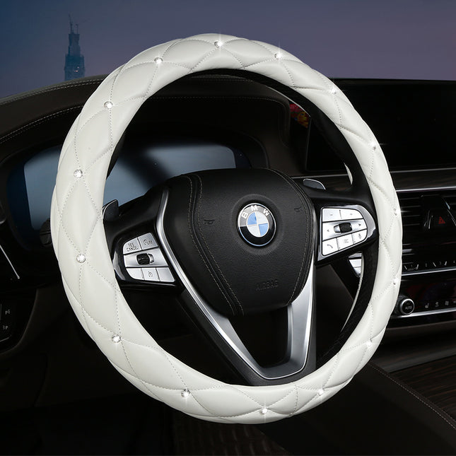 White Luxury Bling Steering Wheel Cover