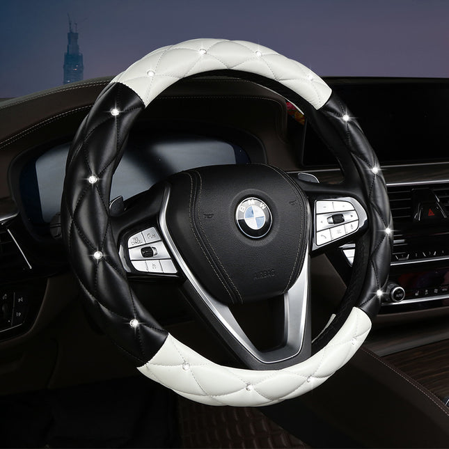 Black and White Luxury Bling Steering Wheel Cover