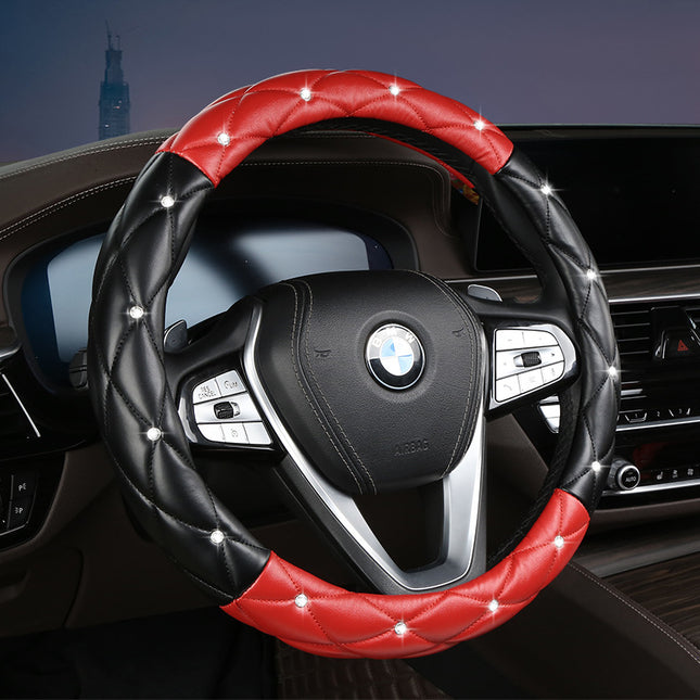 Black and Red Luxury Bling Steering Wheel Cover