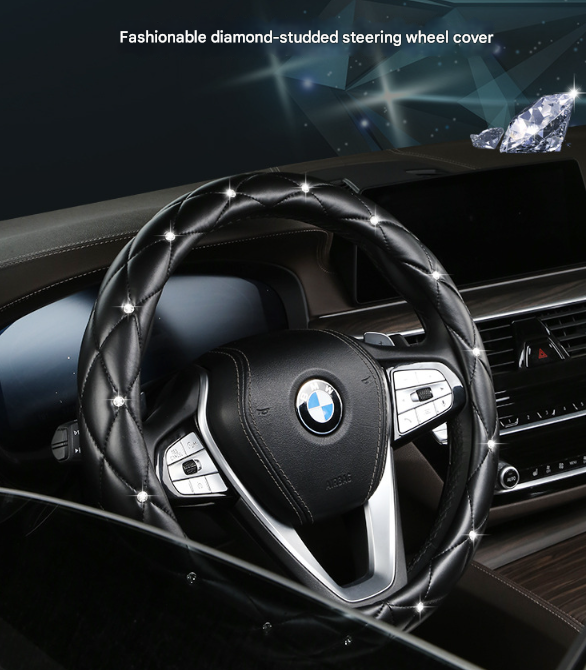 Black and Red Luxury Bling Steering Wheel Cover – product detail