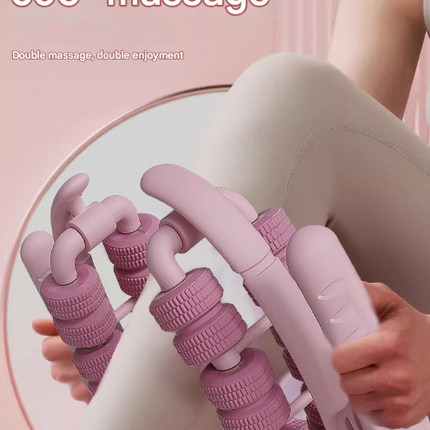 Purple 360° Wrap-Around Muscle Roller - 28-Wheel Massager for Legs, Arms & Calves