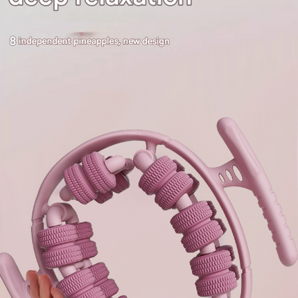 Pink 360°Wrap-Around Muscle Roller - 28-Wheel Massager for Legs, Arms & Calves