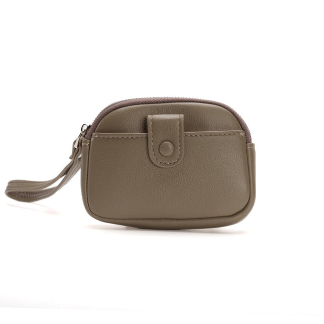 Taupe Womens Compact PU Leather Coin Purse