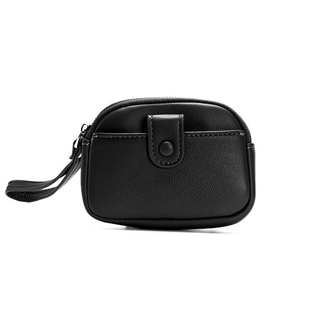 Black Womens Compact PU Leather Coin Purse