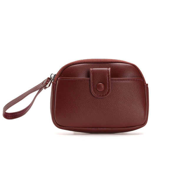 Red Womens Compact PU Leather Coin Purse