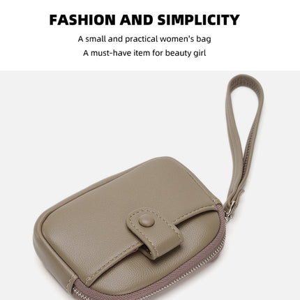 Red Womens Compact PU Leather Coin Purse - Stylish Mini Wallet Wristlet with Card Holder and Key Ring