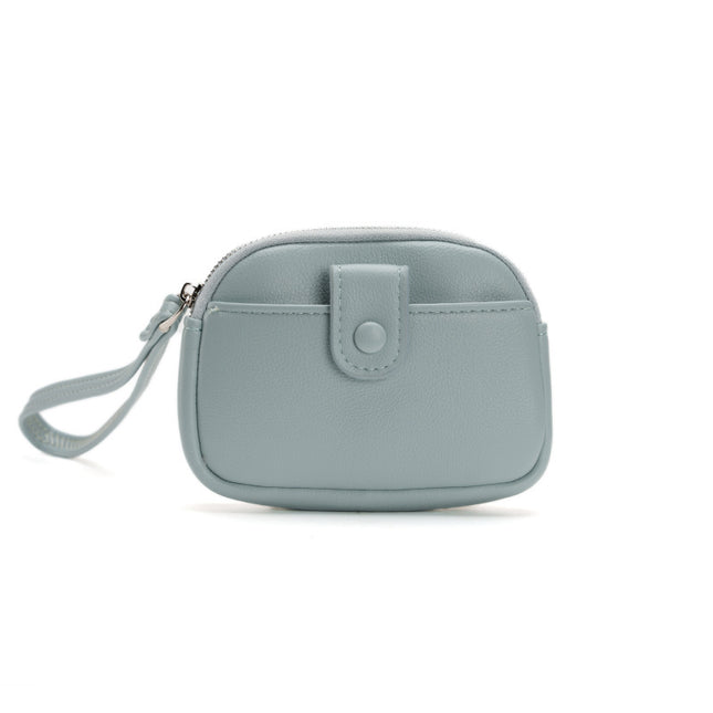 Blue Womens Compact PU Leather Coin Purse