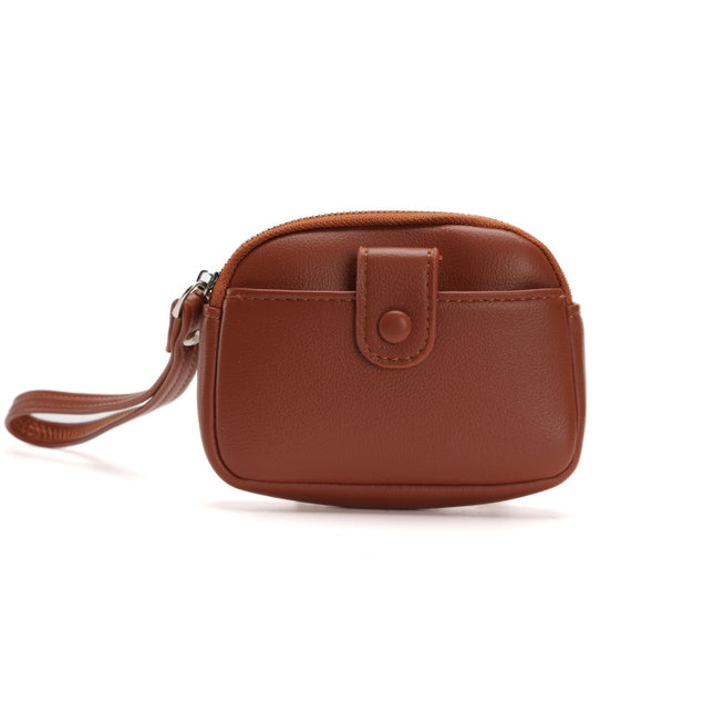 Brown Womens Compact PU Leather Coin Purse