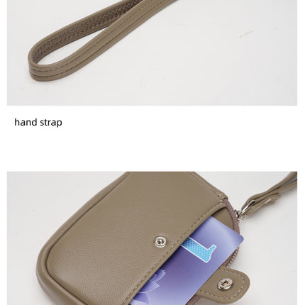 Brown Womens Compact PU Leather Coin Purse - Stylish Mini Wallet Wristlet with Card Holder and Key Ring