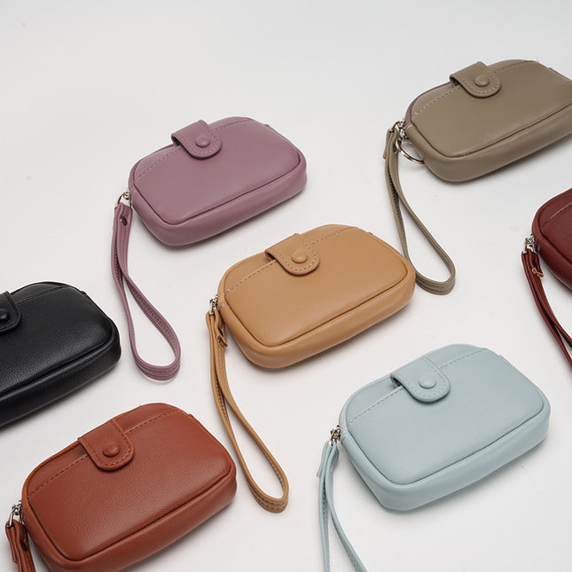 Khaki Womens Compact PU Leather Coin Purse – product detail