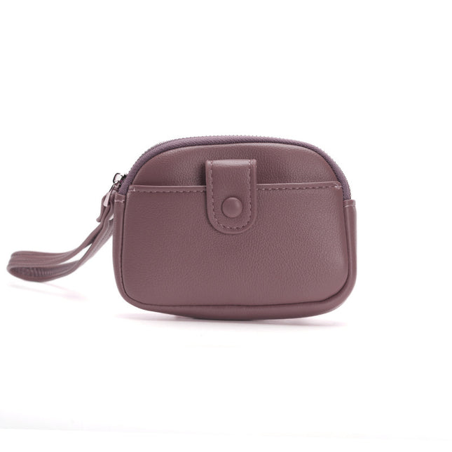 Purple Womens Compact PU Leather Coin Purse
