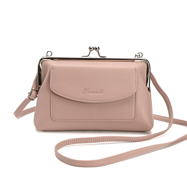 Pink Women's Vintage Kiss Lock Crossbody Bag