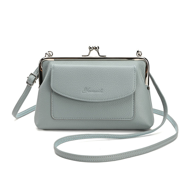 Blue Women's Vintage Kiss Lock Crossbody Bag