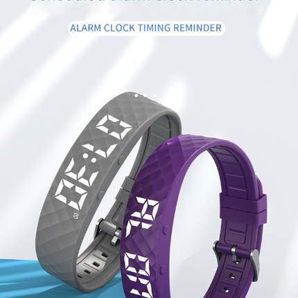 Black Smart Vibrating Alarm Watch - Digital Fitness Tracker Wristband with Pedometer & Sleep Monitor