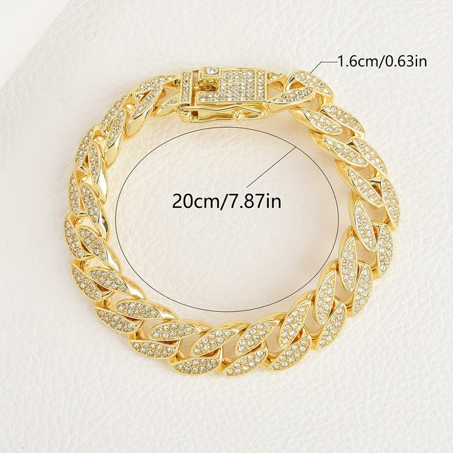 Gold 16mm Iced Out Cuban Link Bracelet – product detail