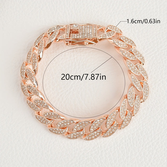 Rose Gold 16mm Iced Out Cuban Link Bracelet