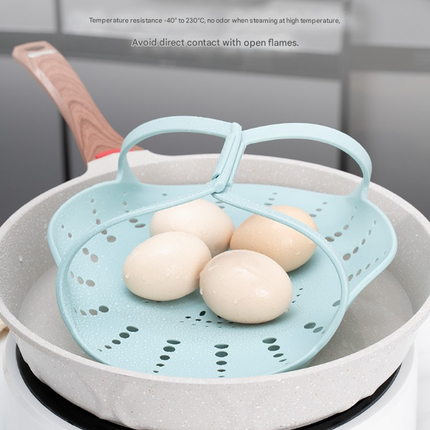 Large Pink Flexible Silicone Steamer Basket with Heat-Resistant Handles - Food-Grade Vegetable Steamer Insert for Pots & Pans