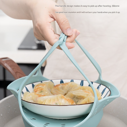 Large Pink Flexible Silicone Steamer Basket with Heat-Resistant Handles - Food-Grade Vegetable Steamer Insert for Pots & Pans