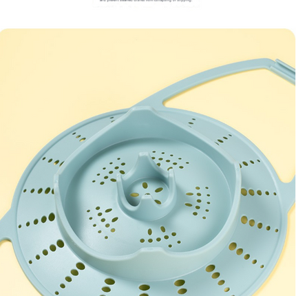 Small Blue Flexible Silicone Steamer Basket with Heat-Resistant Handles - Food-Grade Vegetable Steamer Insert for Pots & Pans