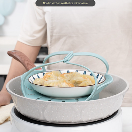 Small Pink Flexible Silicone Steamer Basket with Heat-Resistant Handles - Food-Grade Vegetable Steamer Insert for Pots & Pans