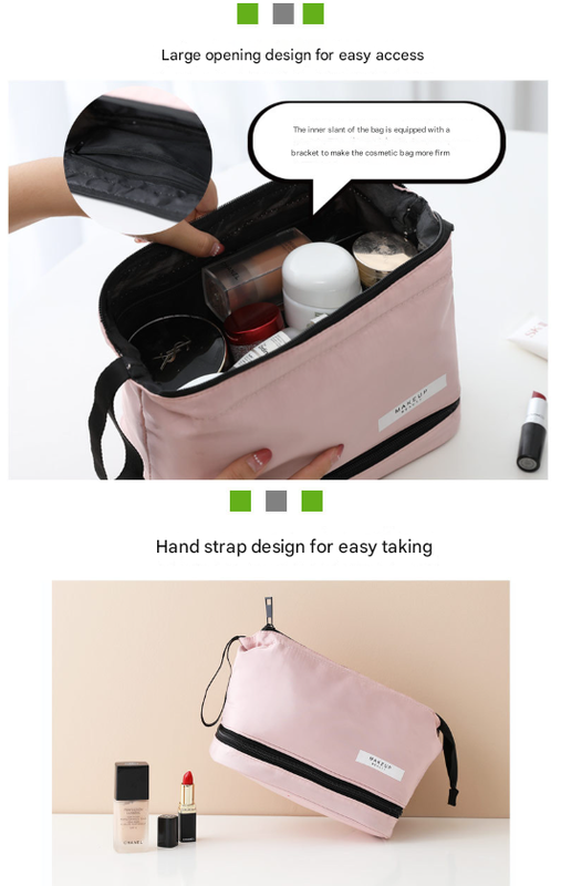 Dark Green Chic Dual-Compartment Makeup & Toiletry Bag – product detail