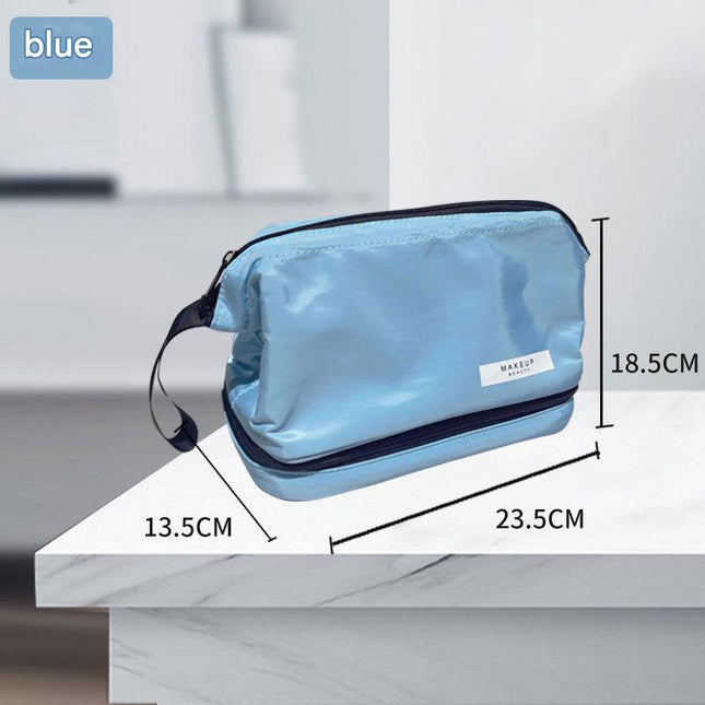 Blue Chic Dual-Compartment Makeup & Toiletry Bag