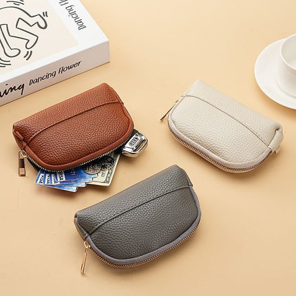 3 Pcs Beige Elegant Faux Leather Coin Purse - Mini Zipper Pouch & Compact Card Holder Wallet