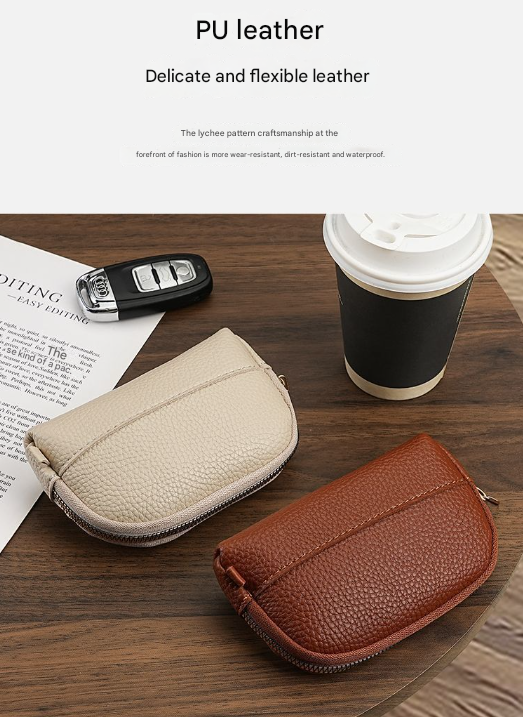 3 Pcs (1 Brown Plus 1 Grey Plus 1 Beige) Elegant Faux Leather Coin Purse – product detail