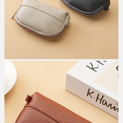 3 Pcs ( 1 Brown+ 1 Grey + 1 Beige) Elegant Faux Leather Coin Purse - Mini Zipper Pouch & Compact Card Holder Wallet