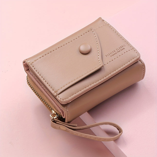 Khaki Chic Compact Trifold Wallet for Women