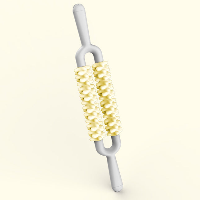 Yellow and Grey Dual Row Spiky Muscle Roller Stick