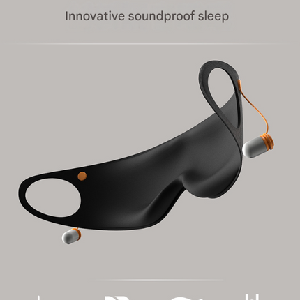 Grey 2-in-1 Blackout Sleep Mask with Integrated Noise Reducing Earplugs for Undisturbed Rest