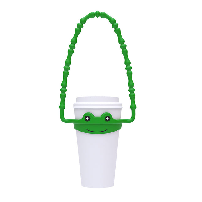 2 Pcs Green Frog Adorable Animal Silicone Cup Carrier