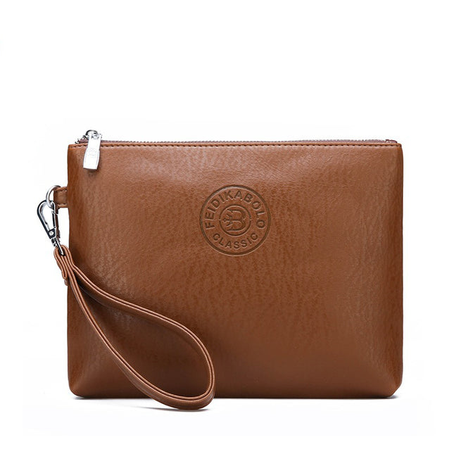 Brown Classic Men's PU Leather Clutch Bag