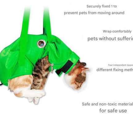 Size S Blue Multi-Functional Cat Grooming Bag - Anti-Scratch Restraint Pouch for Nail Trimming and Vet Visits