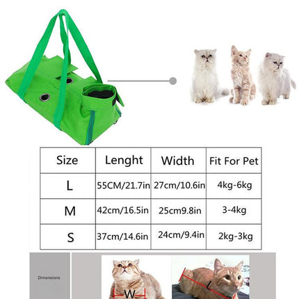 Size M Yellow Multi-Functional Cat Grooming Bag - Anti-Scratch Restraint Pouch for Nail Trimming and Vet Visits