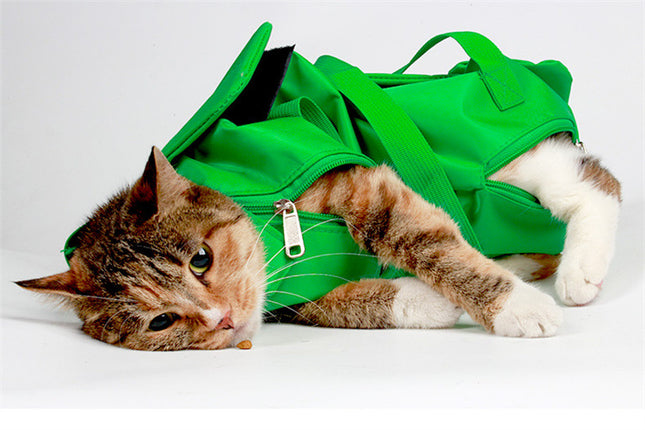 Size M Green Multi-Functional Cat Grooming Bag