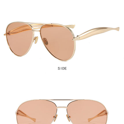 Style C2 Gold Frame Orange Lenses Chic Oversized Aviator Sunglasses - Retro Metal Frame with UV400 Protection for Women