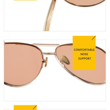 Style C2 Gold Frame Orange Lenses Chic Oversized Aviator Sunglasses - Retro Metal Frame with UV400 Protection for Women