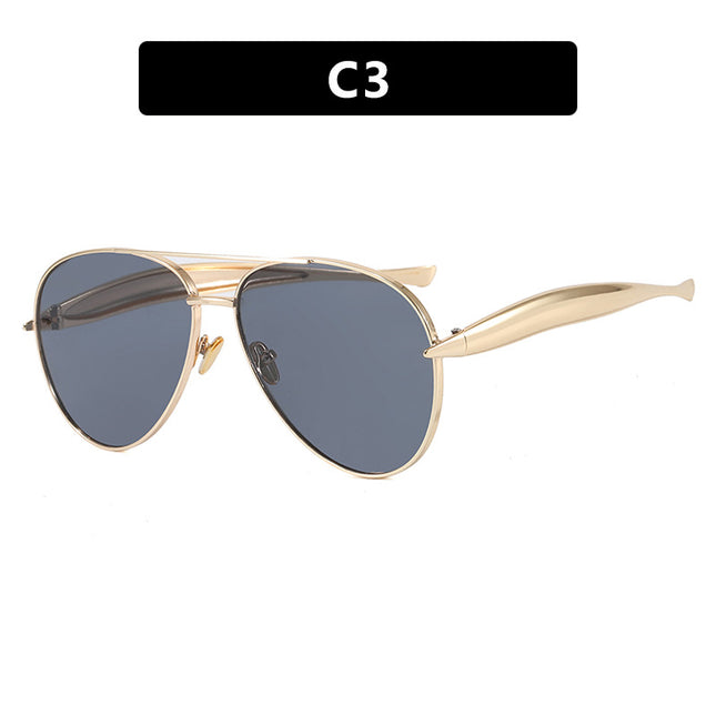 Style C3 Gold Frame Grey Lenses Chic Oversized Aviator Sunglasses
