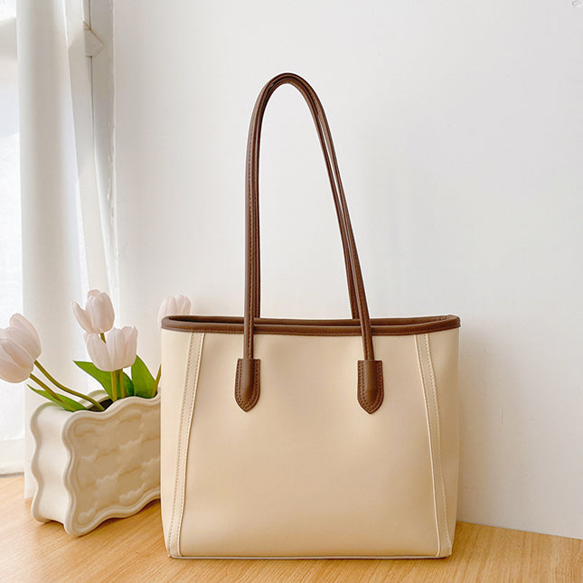 Beige and Brown Chic Large Capacity Tote Bag – product detail