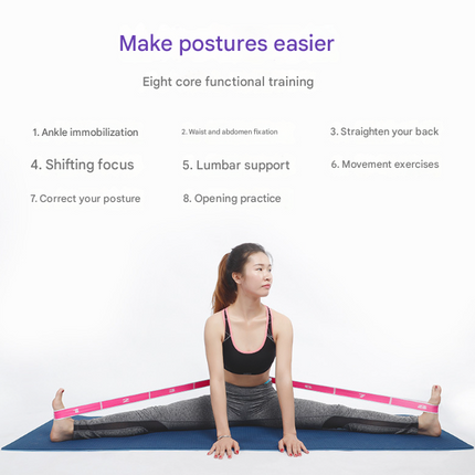 Pink 9-Loop Yoga Stretch Strap - Numbered Band for Flexibility and Physical Therapy