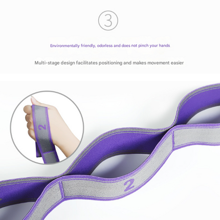 Pink 9-Loop Yoga Stretch Strap - Numbered Band for Flexibility and Physical Therapy
