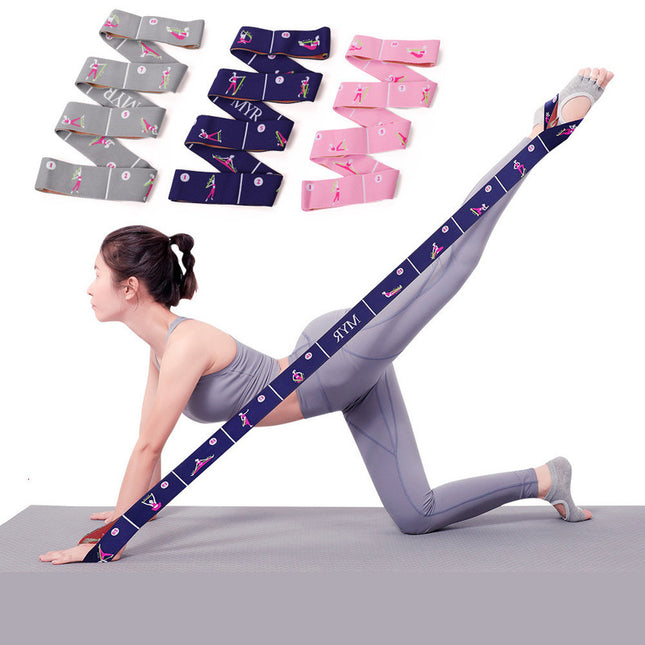 Grey Instructional Yoga Stretch Strap with Embroidered Pose Guide – product detail
