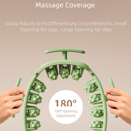 Green and White Removable Adjustable Wrap-Around Muscle Roller - 11-Wheel Deep Tissue Massager for Legs, Arms & Body
