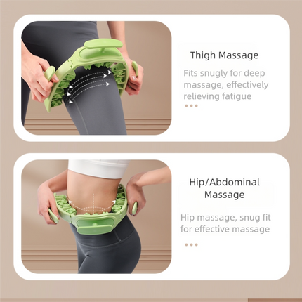 Green and White Removable Adjustable Wrap-Around Muscle Roller - 11-Wheel Deep Tissue Massager for Legs, Arms & Body
