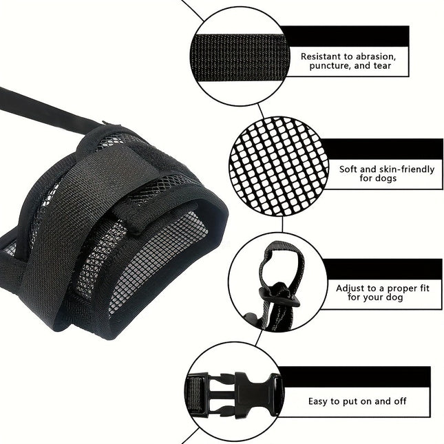 3 Pcs Size XXL Black Breathable Mesh Dog Muzzle – product detail