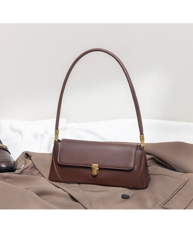 Brown Elegant Vintage Baguette Shoulder Bag