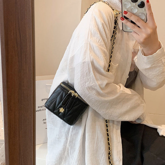 Black Chic Quilted Mini Box Crossbody Bag