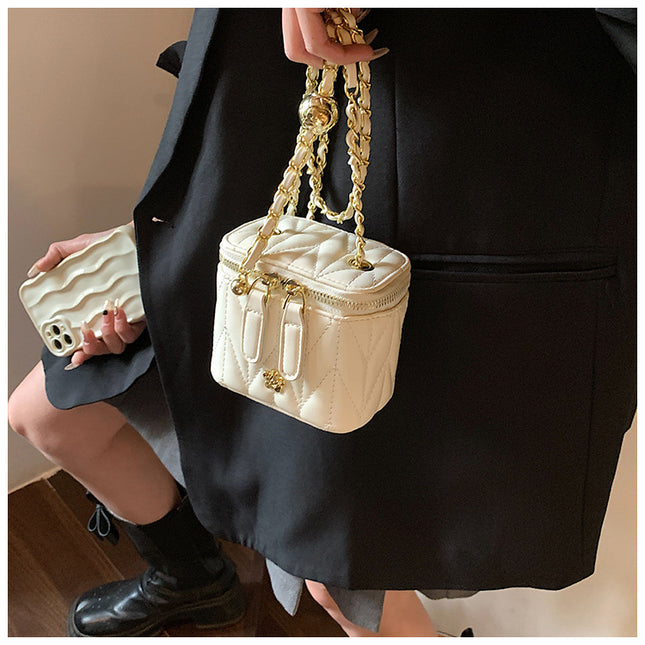 Beige Chic Quilted Mini Box Crossbody Bag